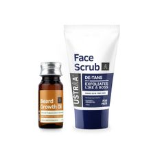 Ustraa Beard Growth Oil & Face Scrub- De Tan